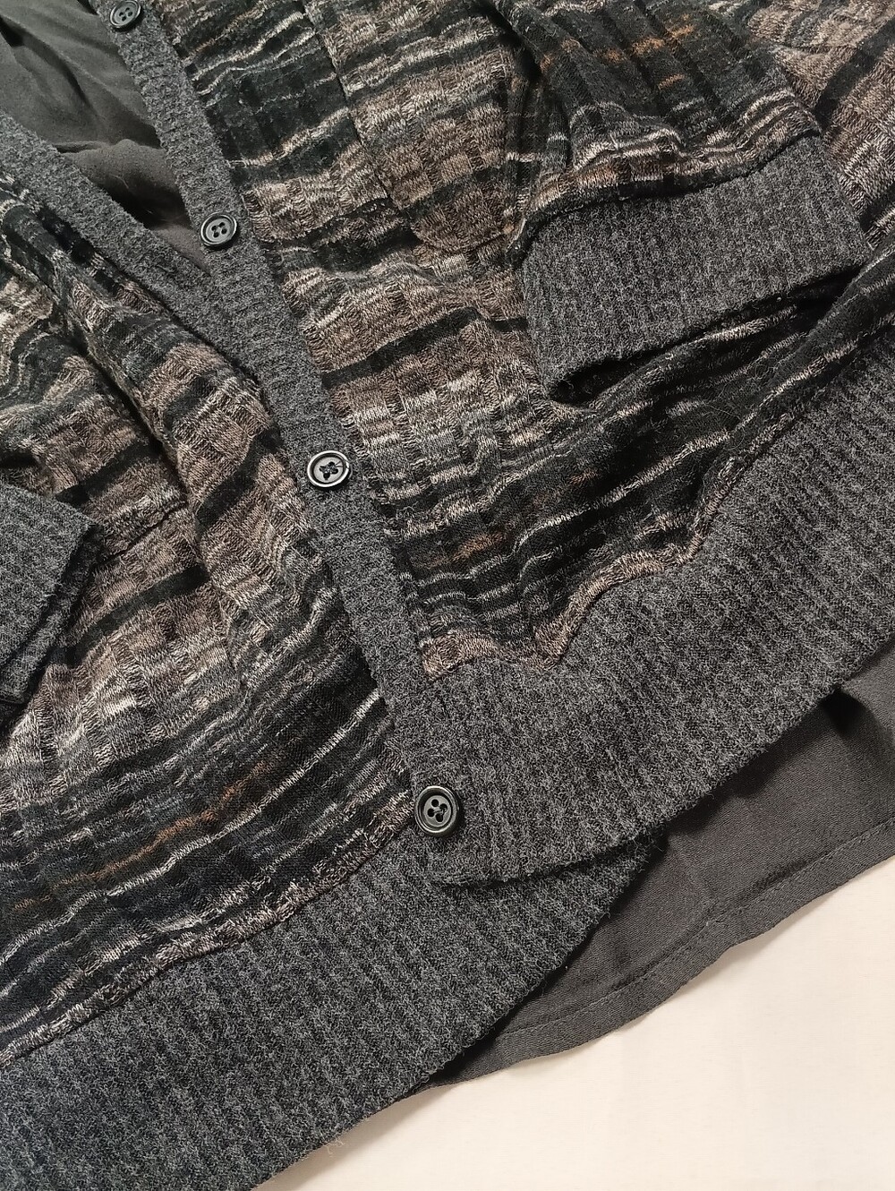 Miss Me Gray and Black Striped Lightweight Cardigan - Picture 3 of 6